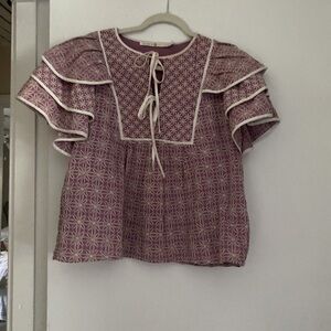 Marie Oliver blouse with ruffled sleeves